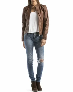 Veste en Cuir Alazeia cognac