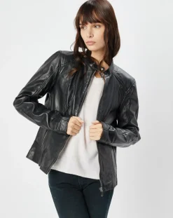 Veste en Cuir Alazeia noire