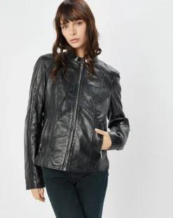Veste en Cuir Alazeia noire