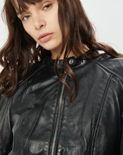 Veste en Cuir Alazeia noire