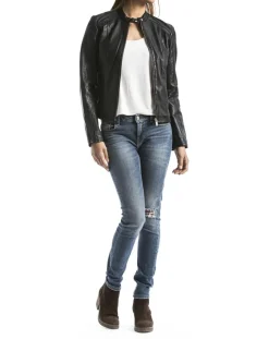 Veste en Cuir Alazeia noire