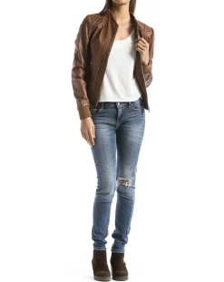 Veste en Cuir Alba cognac