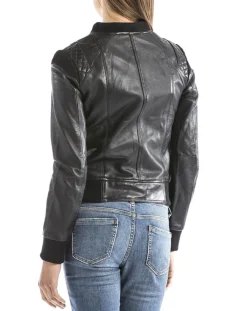 Veste en Cuir Alba noire