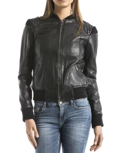 Veste en Cuir Alba noire