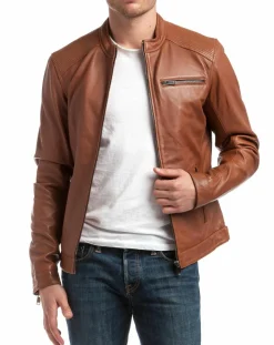 Veste en Cuir Alban cognac