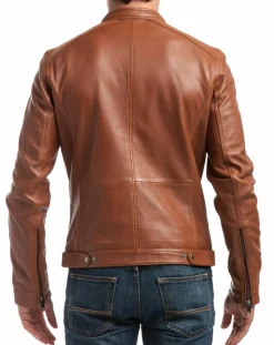 Veste en Cuir Alban cognac