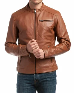Veste en Cuir Alban cognac