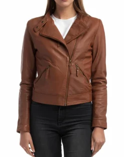Veste en Cuir Alison cognac