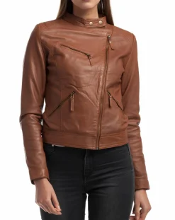 Veste en Cuir Alison cognac