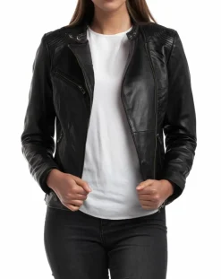 Veste en Cuir Alison noire