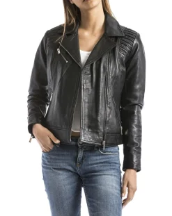 Veste en Cuir Andelle noire