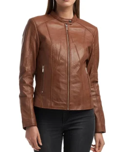 Veste en Cuir Angelina cognac