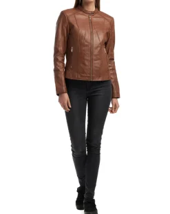 Veste en Cuir Angelina cognac
