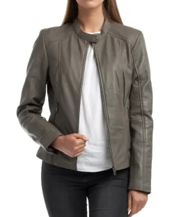 Veste en Cuir Angelina grise