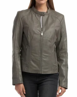 Veste en Cuir Angelina grise