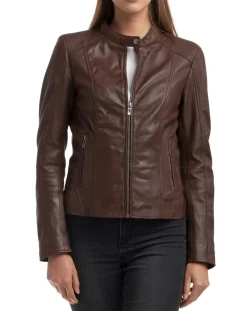 Veste en Cuir Angelina marron