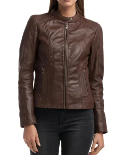Veste en Cuir Angelina marron
