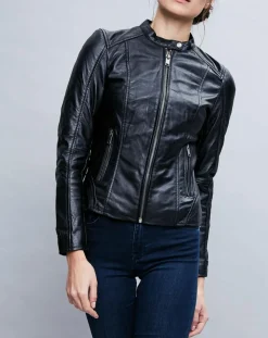 Veste en Cuir Angelina noire