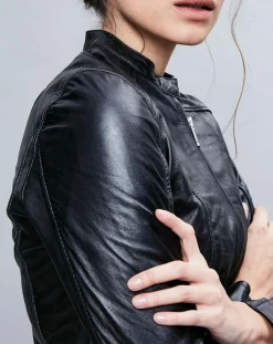 Veste en Cuir Angelina noire