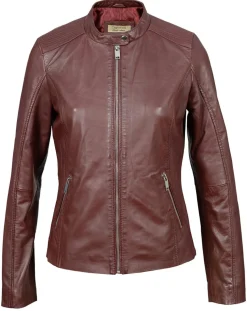 Veste en Cuir Appoline bordeaux
