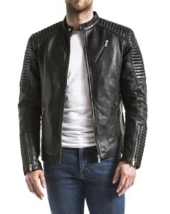 Veste en Cuir Atur noire