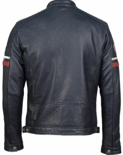 Veste en Cuir Bakary bleu marine