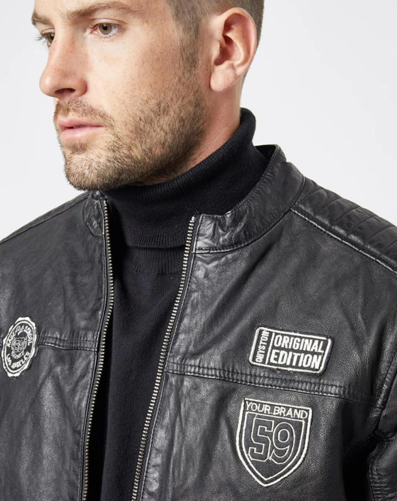 Veste en Cuir Bakary noire