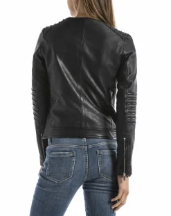 Veste en cuir Bandama noire