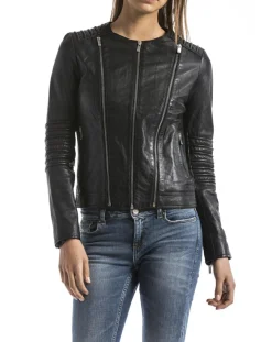Veste en cuir Bandama noire