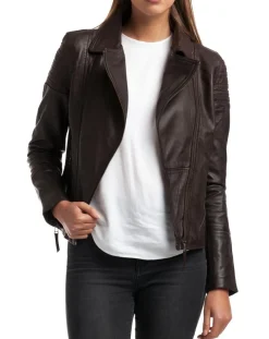Veste en Cuir Barbara marron