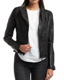 Veste en Cuir Barbara noire