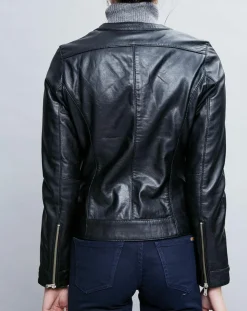 Veste en Cuir Basilea noire