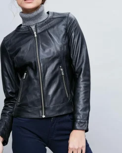 Veste en Cuir Basilea noire