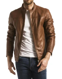 Veste en Cuir Bayon cognac