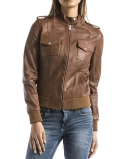 Veste en Cuir Belaya cognac