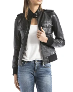 Veste en Cuir Belaya noire