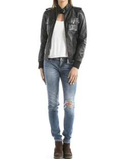 Veste en Cuir Belaya noire