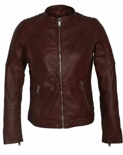 Veste en Cuir Betty bordeaux