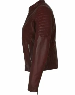 Veste en Cuir Betty bordeaux