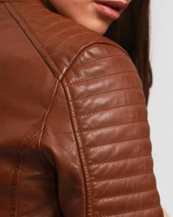 Veste en Cuir Betty cognac
