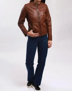 Veste en Cuir Betty cognac