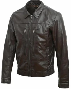 Veste en Cuir Bittum marron