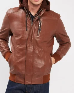 Veste en Cuir Brezon cognac