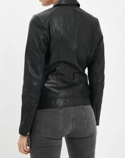 Veste en Cuir Brigitte noire