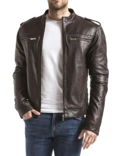 Veste en Cuir Brisbane marron