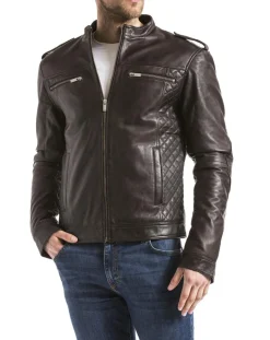 Veste en Cuir Brisbane marron