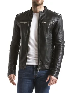 Veste en Cuir Brisbane noire