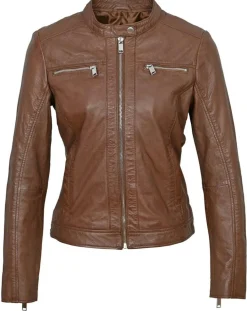Veste en Cuir Calissy cognac
