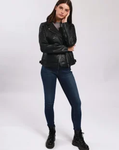 Veste en Cuir Cally noire