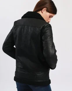 Veste en Cuir Calypso noire